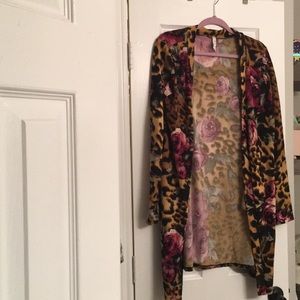 Leopard rose cardi sweater